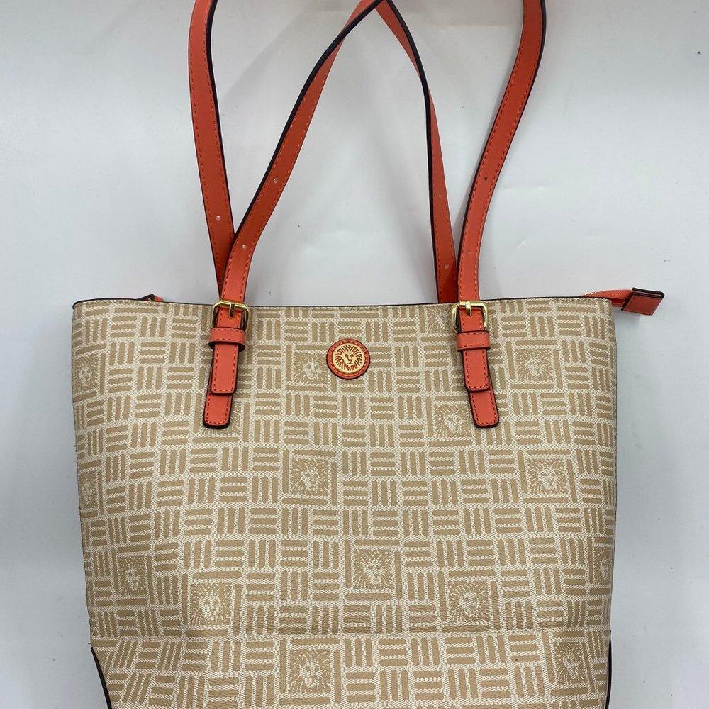 Ann Klein Tan/Orange Large Shopping Tote - Picture 3 of 10